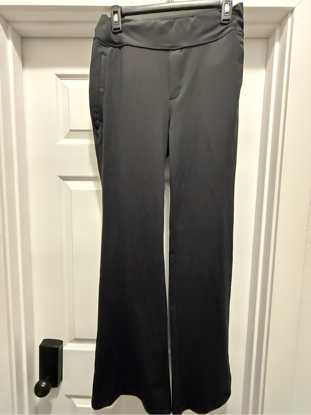 HALARA Medium Tall - Black Stretch Flare Trousers with side zipper pockets
